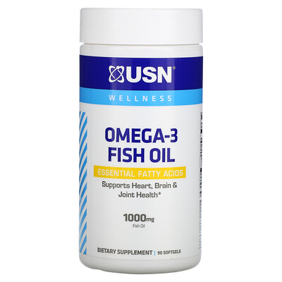 

USN, Omega-3 Fish Oil, 1,000 mg, 90 Softgels