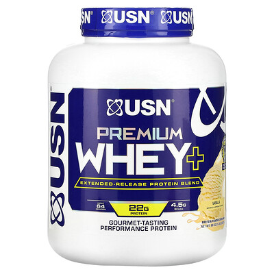 

USN, Premium Whey+, Vanilla, 5 lbs (2,267 g)