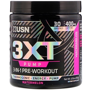 Отзывы о ЮСН, 3XT-Pump, 3-In-1 Pre-Workout, Watermelon, 6.56 oz (186 g)