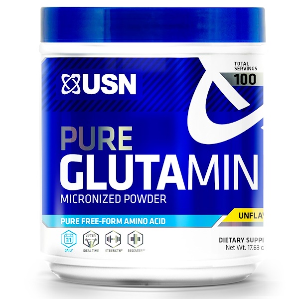 USN, Pure Glutamine Micronized Powder, Unflavored, 17.63 oz (500 g) iHerb
