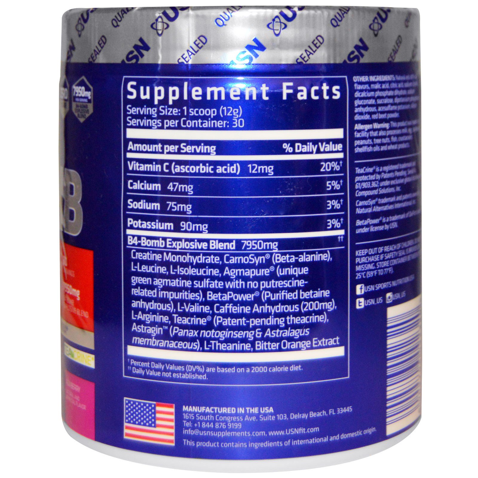 USN, B4Bomb, PreWorkout, Acai Berry, 12.69 oz (360 g) iHerb