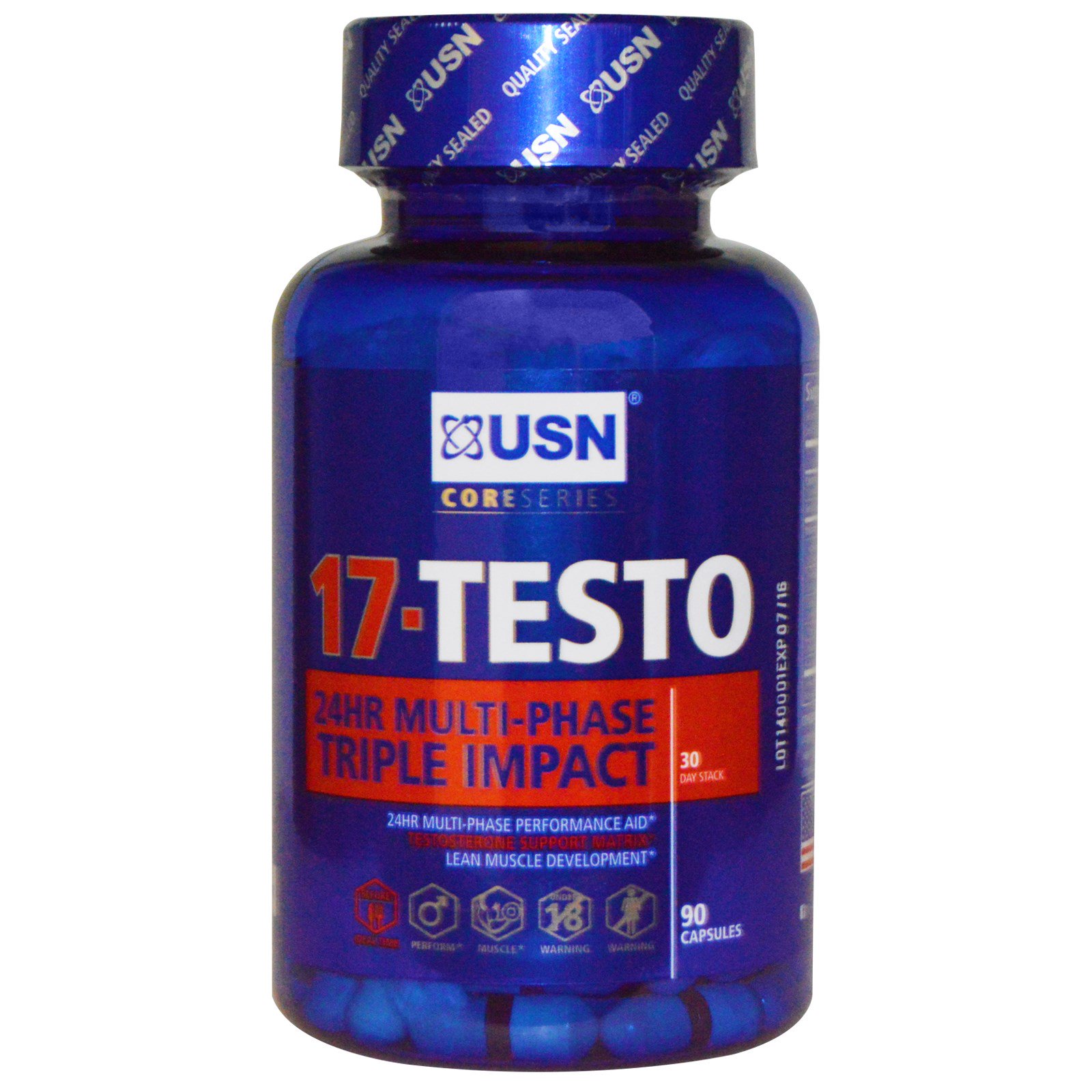 USN, 17-Testo, 24HR Multi-Phase Triple Impact, 90 Capsules - iHerb