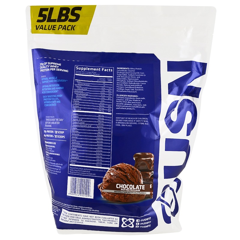 USN, 100 Premium Whey Protein, Chocolate, 5 lbs (2.27 kg) iHerb