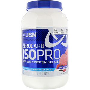 Отзывы о ЮСН, Zero Carb ISOPRO, 100% Whey Protein Isolate, Berry Blast Sorbet, 1.65 lb (750 g)