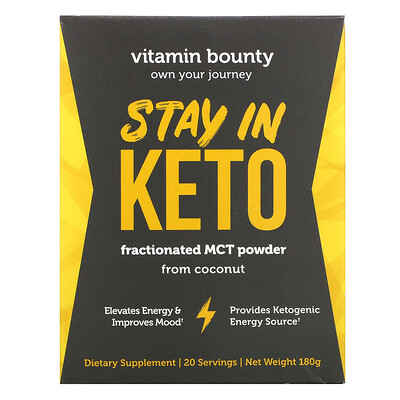 Vitamin Bounty Stay In Keto, Fractioned MCT Powder from Coconut, 180 g