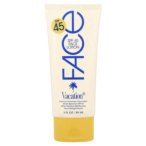 Vacation, Premium Sunscreen Face Lotion, SPF 45, 3 fl oz (89 ml)