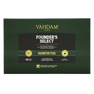Vahdam Teas, Founder's Select, Assorted Teas, Teesortiment, 40 Teebeutel, 80 g (2,82 oz.)