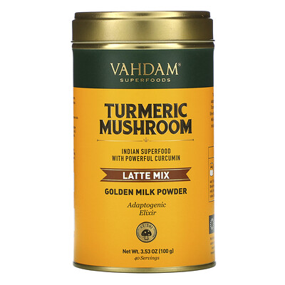 Купить Vahdam Teas Latte Mix, Turmeric Mushroom, 3.53 oz (100 g)
