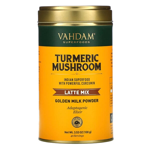 Vahdam Teas, Latte Mix, Turmeric Mushroom, 3.53 oz (100 g) 