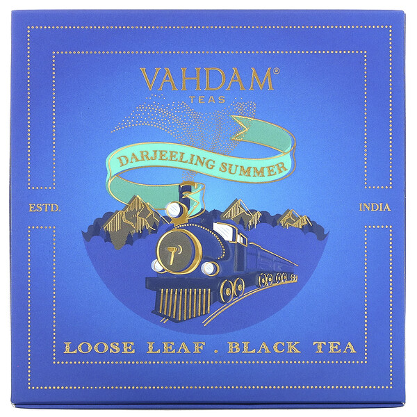 Vahdam Teas‏, תפזורת עלי תה שחור, ערכת מתנה של Darjeeling Summer, קופסת פח 1