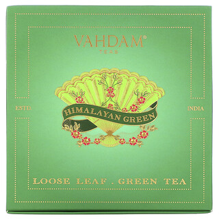 Vahdam Teas, Feuilles de thé vert en vrac, Coffret cadeau himalayen vert, 1 boîte métallique