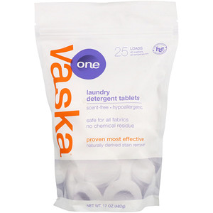 Отзывы о Vaska, One, Laundry Detergent Tablets, Scent Free, 25 Loads, 17 oz (482 g)