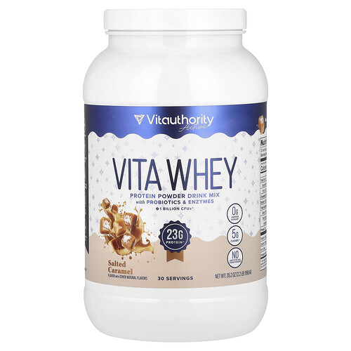 Vitauthority, Active, Vita Whey Protein Powder, Vita Molkenproteinpulver, gesalzenes Karamell, 998,4 g (2,2 lb.)