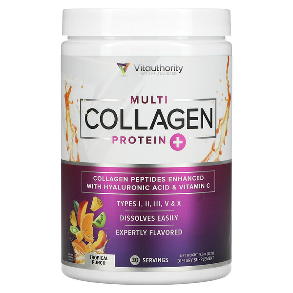 Vitauthority, Multi Collagen Protein Plus Vitamin C, Hyaluronic Acid