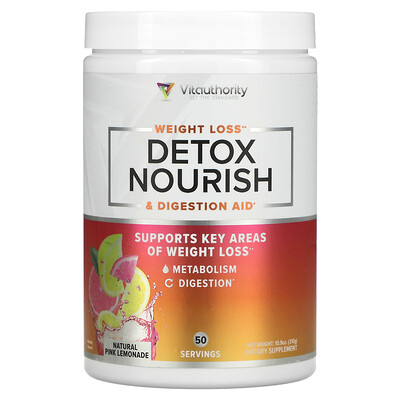 

Vitauthority Detox Nourish Weight Loss & Digestion Aid Natural Pink Lemonade 10.9 oz (310 g)