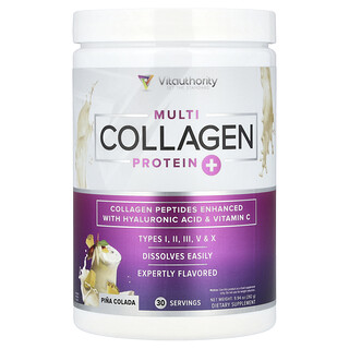 Vitauthority, Multi Collagen Protein+, Piña colada, 282 g (9,94 oz)