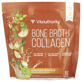 Vitauthority, Bone Caldo e Colágeno, Noodles com Frango, 310 g (10,9 oz)