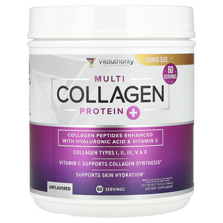 Vitauthority, Multi Collagen Protein+, Unflavored, 16.52 oz (468 g)