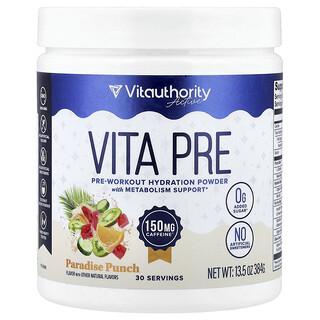 فيتاثوريتي‏, Active ، Vita Pre ، مسحوق الترطيب لما قبل التمارين الرياضية ، Paradise Punch ، 13.5 أونصة (384 جم)