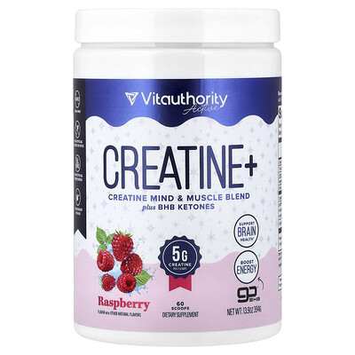 Vitauthority, Active, Creatine+, Frambuesa, 394 g (13,9 oz)