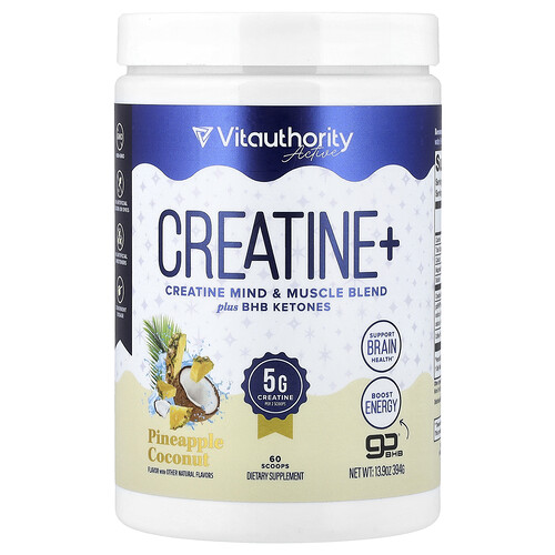Vitauthority Active, Creatine+, Pineapple Coconut, 13.9 oz (394 g)