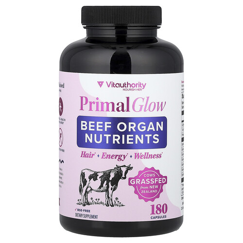 Vitauthority, Primal Glow, Beef Organ Nutrients, Nährstoffe aus Rind, 180 Kapseln