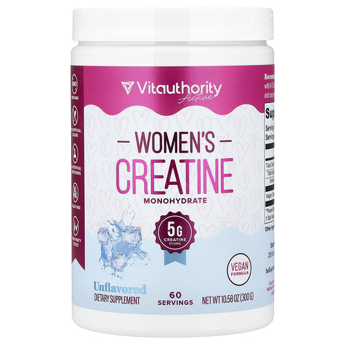 Vitauthority Active, Women's Creatine Monohydrate, Unflavored, 10.58 oz (300 g)