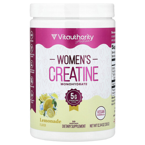 Vitauthority Active, Women's Creatine Monohydrate, Lemonade, 12.34 oz (350 g)