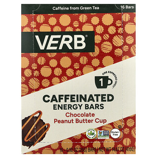 Verb Energy, Caffeinated Energy Bars, Chocolate Peanut Butter Cup, 16 Bars, 0.92 oz (26 g) Each