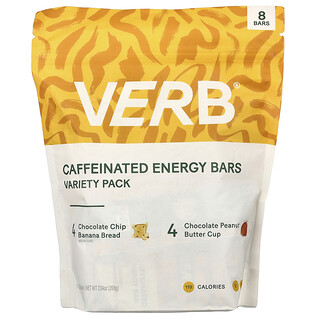 Verb Energy, カフェイン入りエネルギーバー、バラエティーパック、8本、各26g