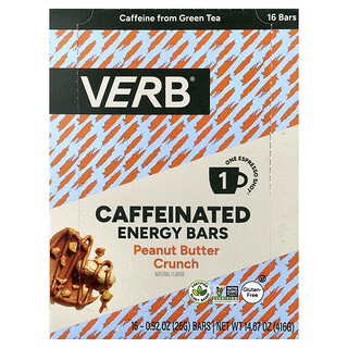 Verb Energy, Caffeinated Energy Bars, Peanut Butter Crunch, 16 Bars, 0.92 oz (26 g) Each