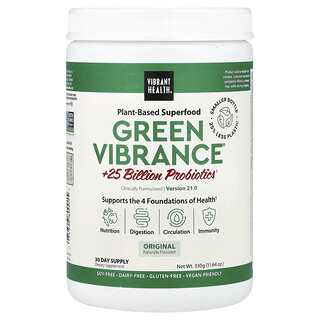 Vibrant Health, Green Vibrance® +25 miliárd probiotík, verzia 21.0, 330 g