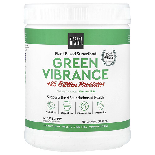 Vibrant Health Green Vibrance® +25 Billion Probiotics, Version 21.0, 23.28 oz (660 g)