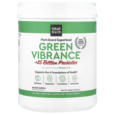 Vibrant Health  Green Vibrance +25 Billion Probiotics  Version 21.0  23.28 oz (660 g)