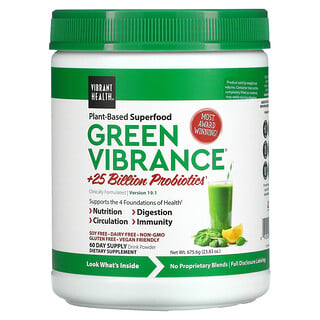 Vibrant Health, Vibración verde + 25 mil millones de probióticos, versión 18.0, 25.04 oz (709.8 g)