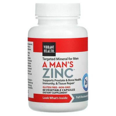 

Vibrant Health A Man's Zinc 60 растительных капсул