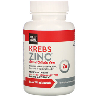 Vibrant Health, Krebs Zinc, 60 Vegetable Capsules