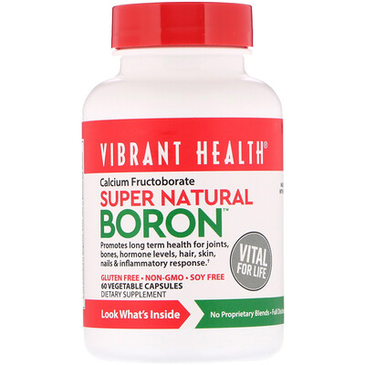 Vibrant Health Super Natural Boron, 60 растительных капсул