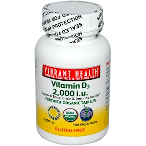 Отзывы о Вибрант Хэлт, Vitamin D3, 2,000 IU, 100 Organitabs