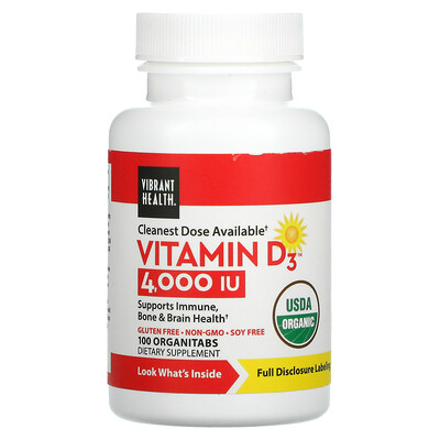 

Vibrant Health, Vitamin D3, 4,000 I.U., 100 OrganiTabs