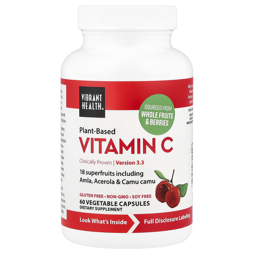 Vibrant Health Plant-Based Vitamin C, 60 Vegetable Capsules