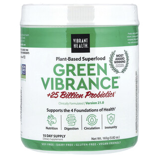Vibrant Health, Green Vibrance®, Más de 25.000 millones de probióticos, Versión 21.0, 165 g (5,82 oz)
