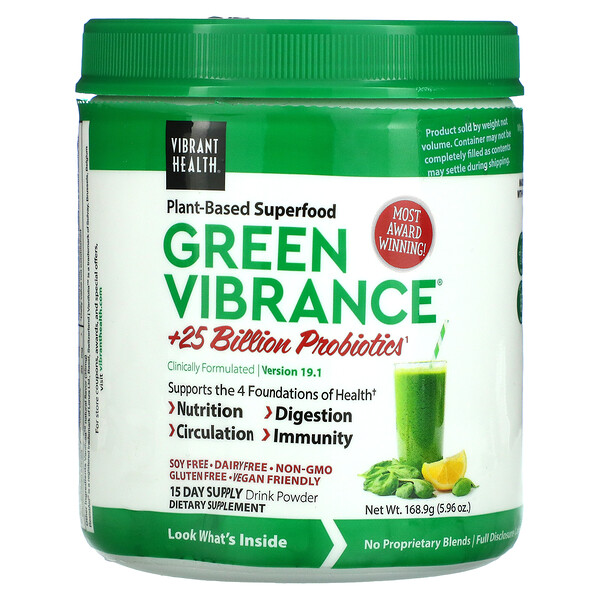 Vibrant Health‏, Green Vibrance +25 Billion Probiotics, Version 19.1, 5.96 oz (168.9 g)