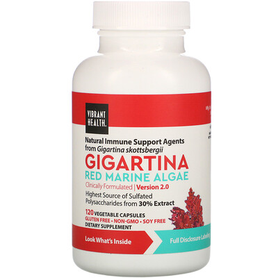 Vibrant Health Gigartina, Red Marine Algae, Version 2.0, 120 Vegetable Capsules