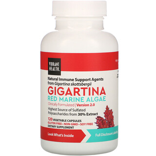 Vibrant Health, Gigartina, красные морские водоросли, версия 2.0, 120 растительных капсул