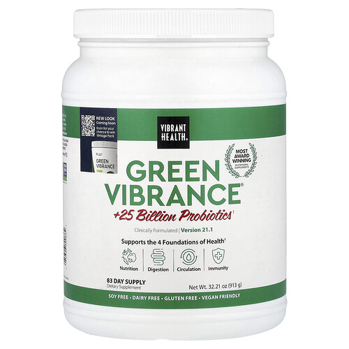 Vibrant Health Green Vibrance® +25 Billion Probiotics, Version 21.0, 32.21 oz (913 g)