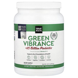 Vibrant Health, Green Vibrance® +25 miliárd probiotík, verzia 21.0, 913 g