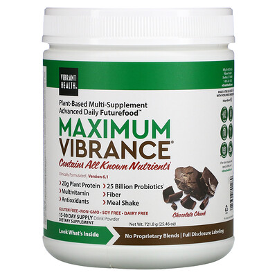 

Vibrant Health, Maximum Vibrance, Version 6.1, Chocolate Chunk, 25.46 oz (721.8 g)