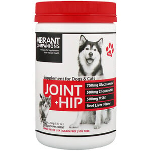 Отзывы о Вибрант Хэлт, Joint + Hip, Supplement for Dogs & Cats, Beef Liver Flavor, 9.17 oz (260 g)