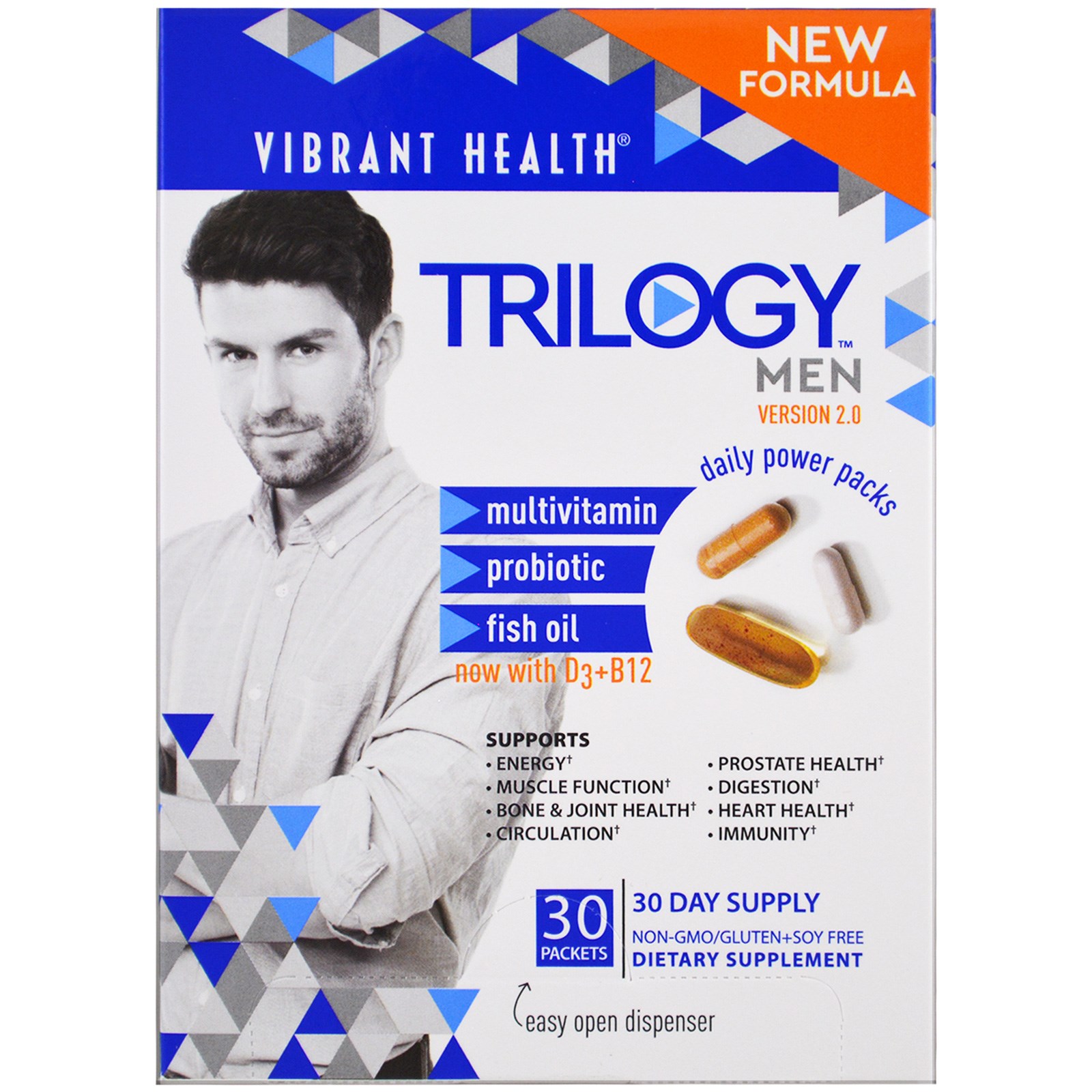 Vibrant Health, Trilogy Men, Daily Power Packs, версия 2.0, 30 пакетиков